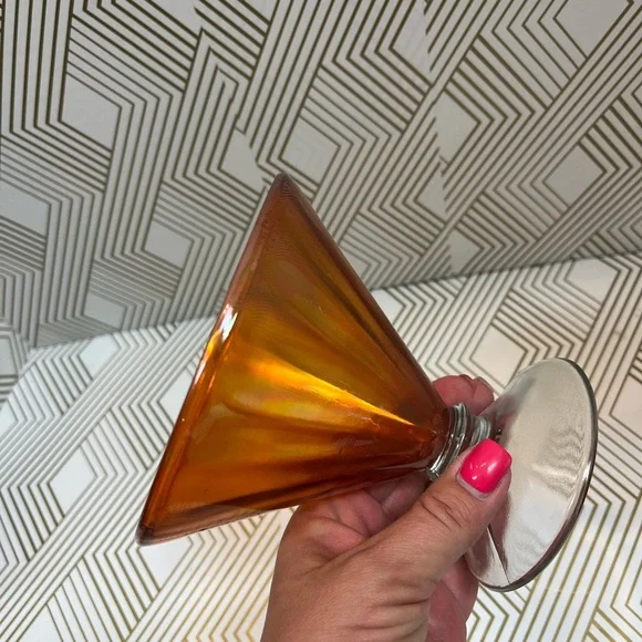 Vintage Marigold Carnival Glass Footed Dish - Picture 9 of 11